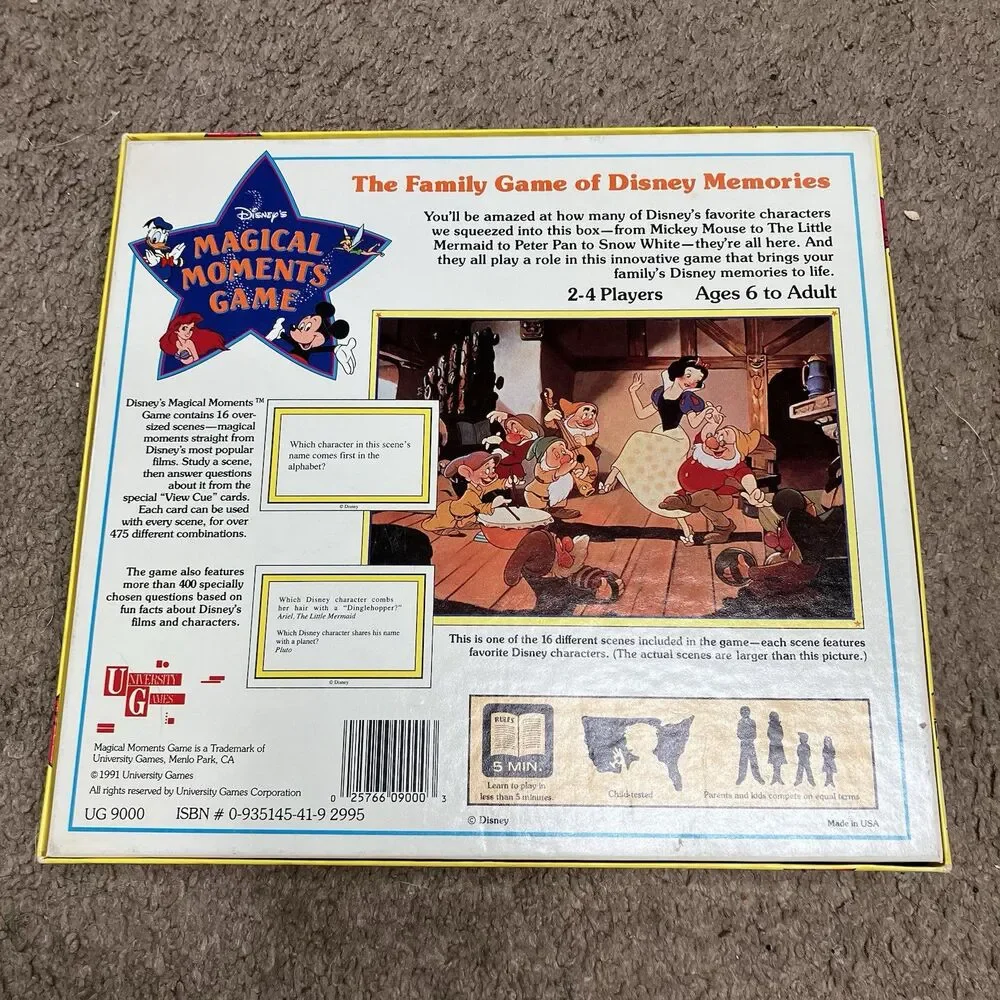 Vintage 1991 Disney Magical Moments Board Game University Games Complete